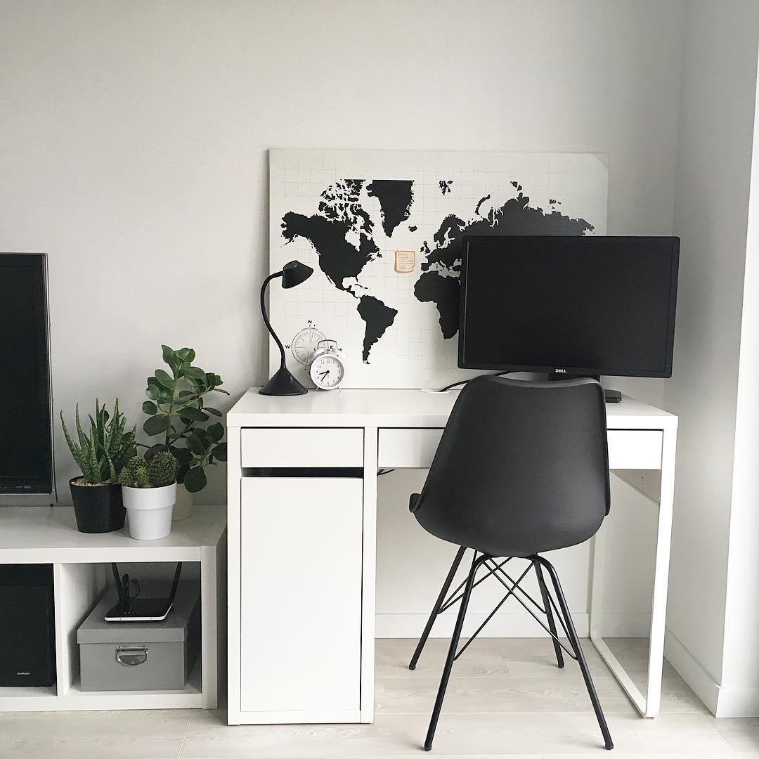 10. Moonlit Office Oasis with Geometric Bookshelves and Velvet Armchair