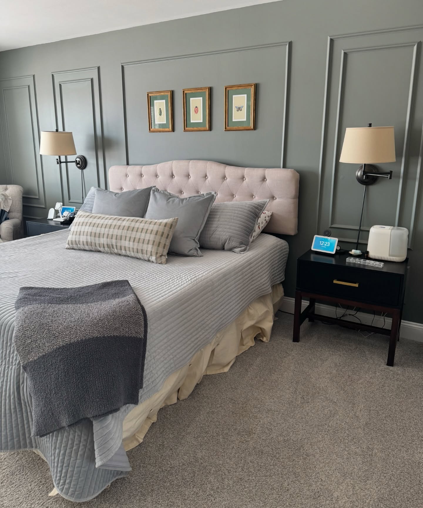 13. Midnight Garden Accent Wall with Floral Silhouettes and Moonlit Glow