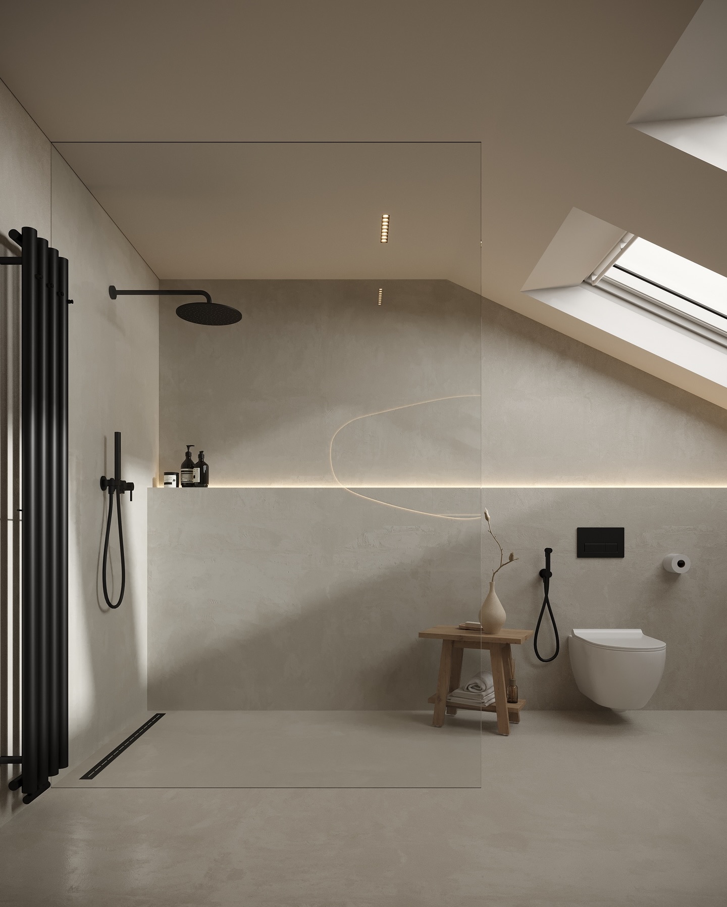 17. a Cascade Of Glass with a Mosaic Accent Wall