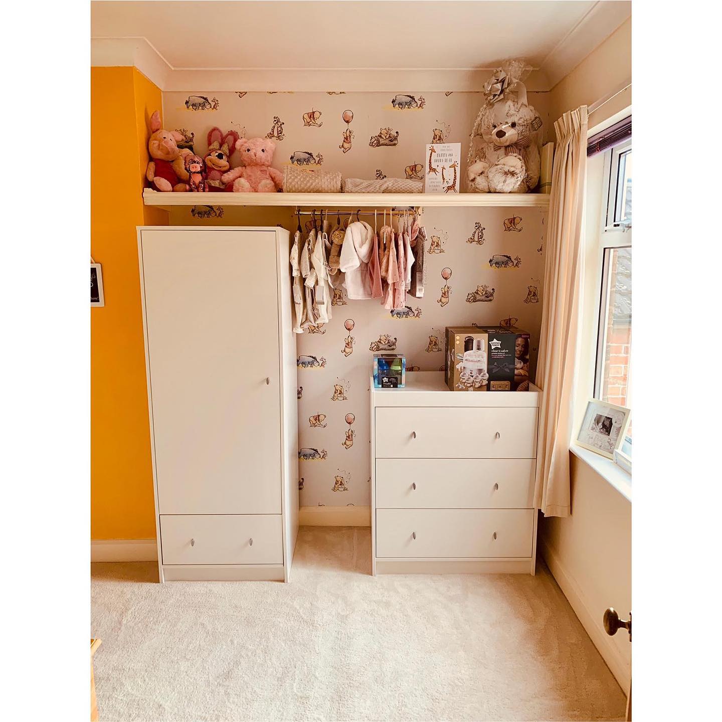 8. Tigger's Tail Swirl with Honey Pot Shelves In a Pooh-themed Nursery