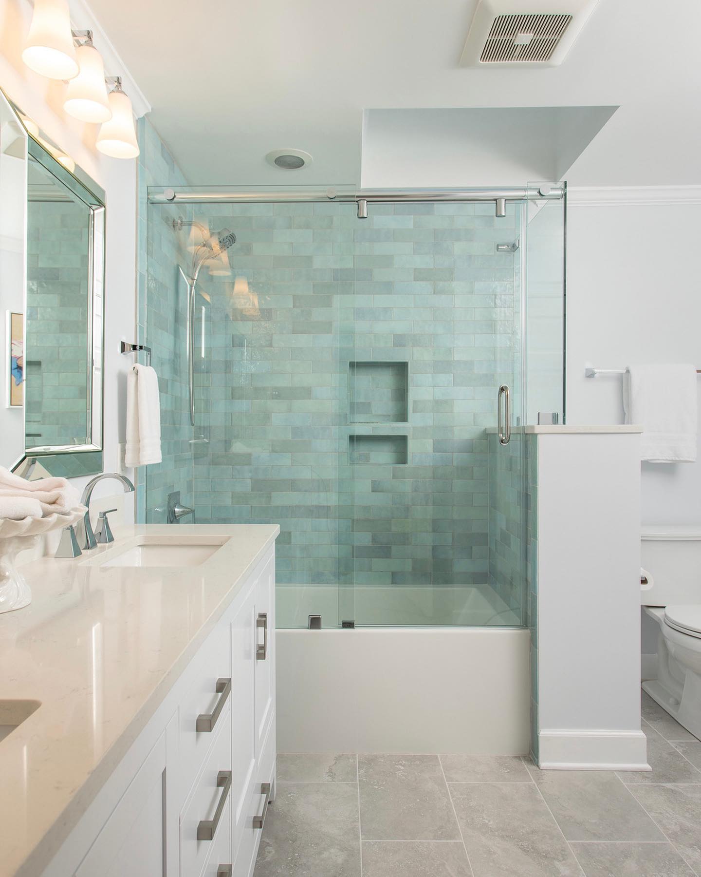 18. a Porcelain Haven with a Copper Twist and Mosaic Accents