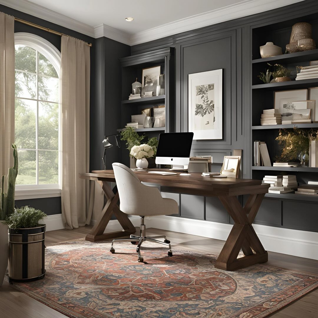 11. the Floating Bookshelf and Industrial Pipe Desk Fusion