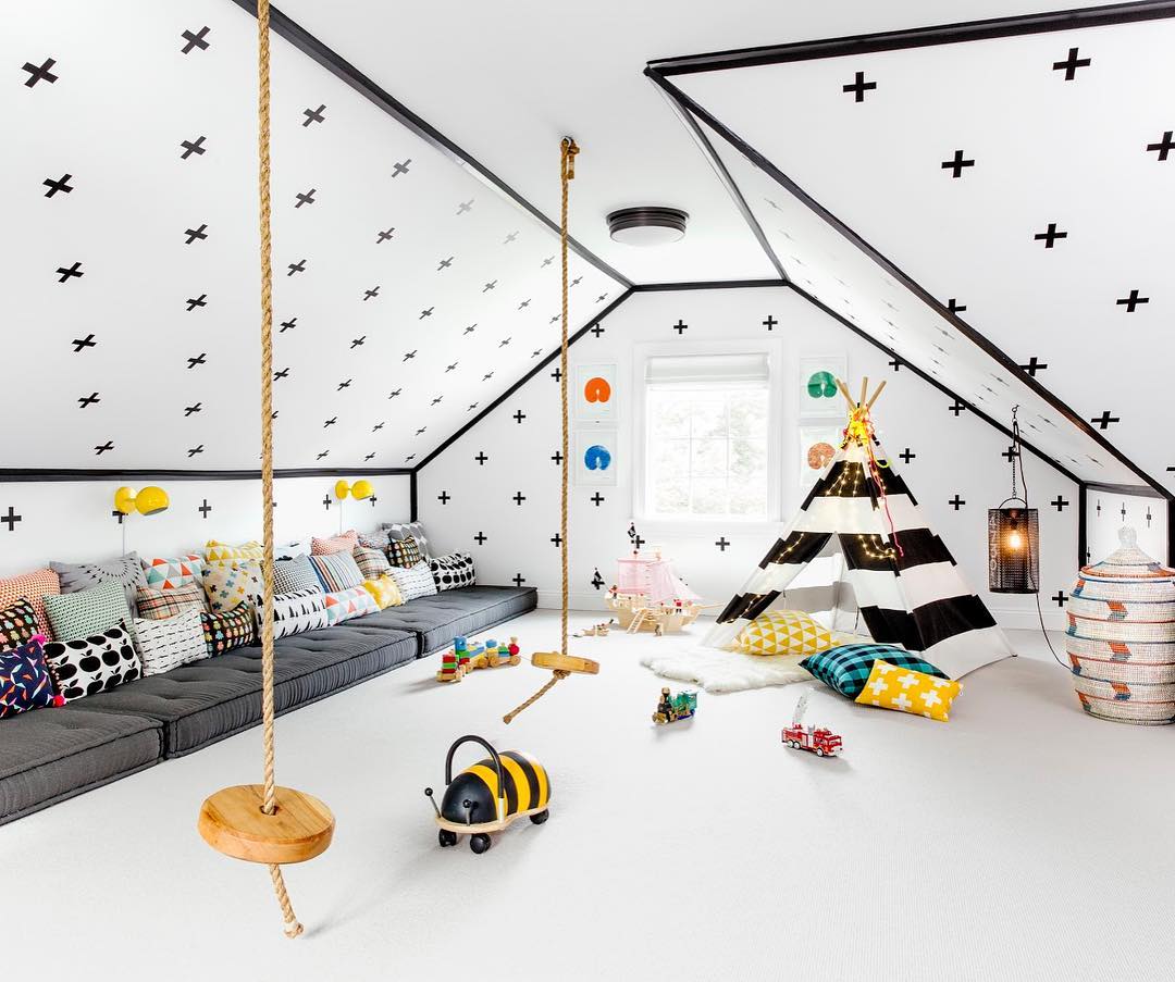 1. the Cobweb Canopy and Lantern Glow Attic Playroom