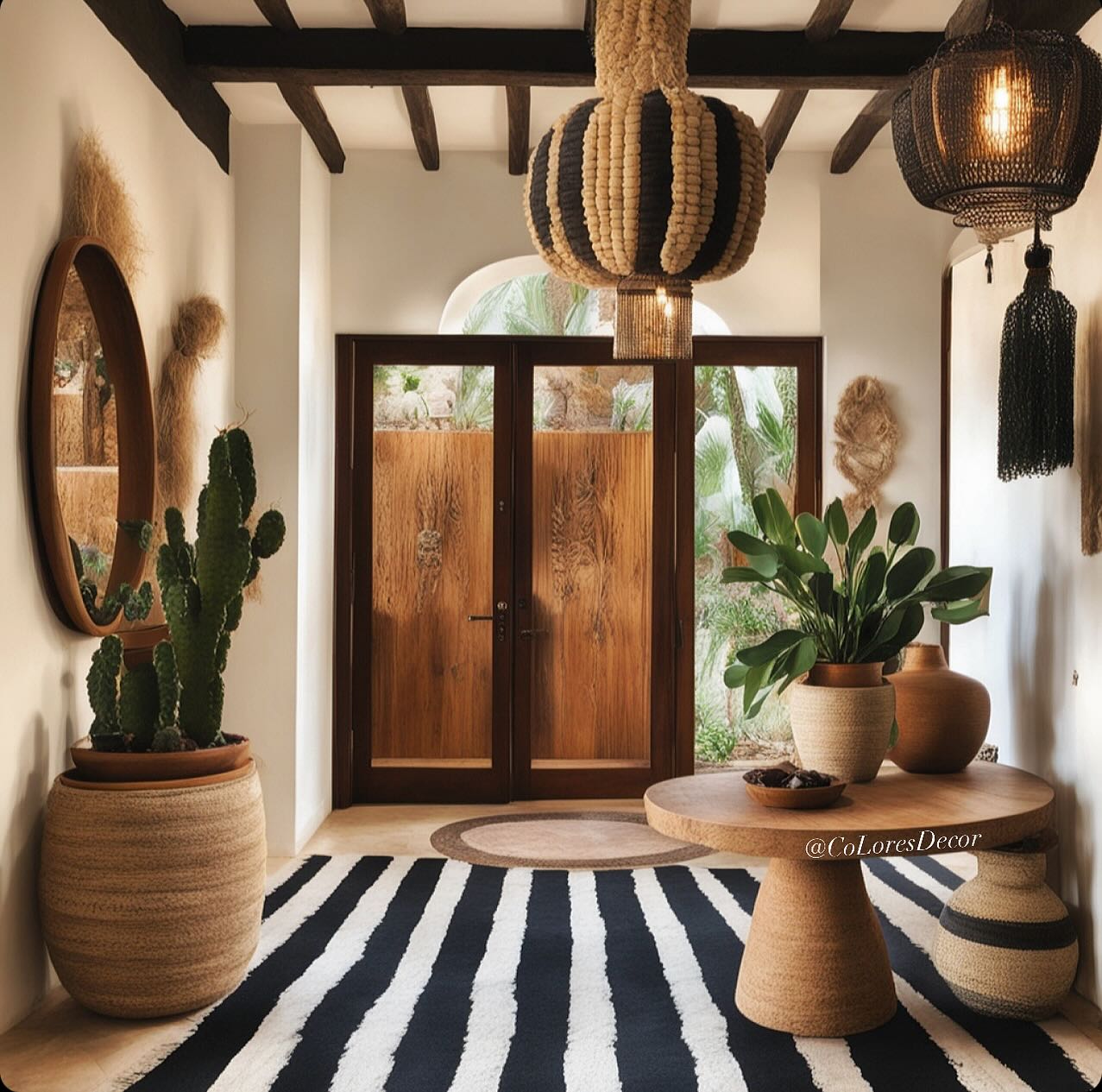 8. Vibrant Cactus and Succulent Tapestry Above a Bold Red Sofa