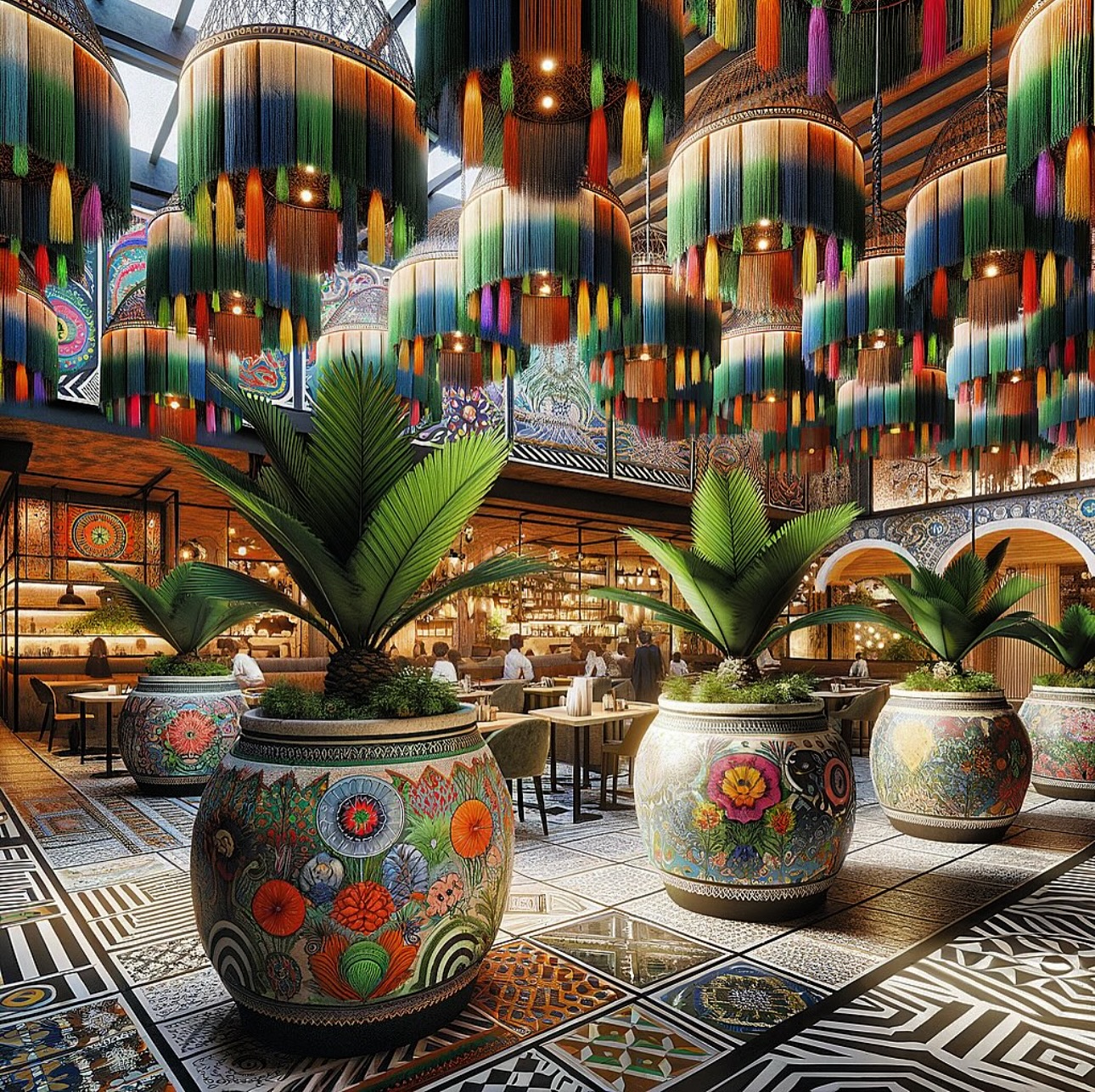 9. Handwoven Basketry Meets Geometric Precision: a Living Room with Rounded Edges and Bold Patterns