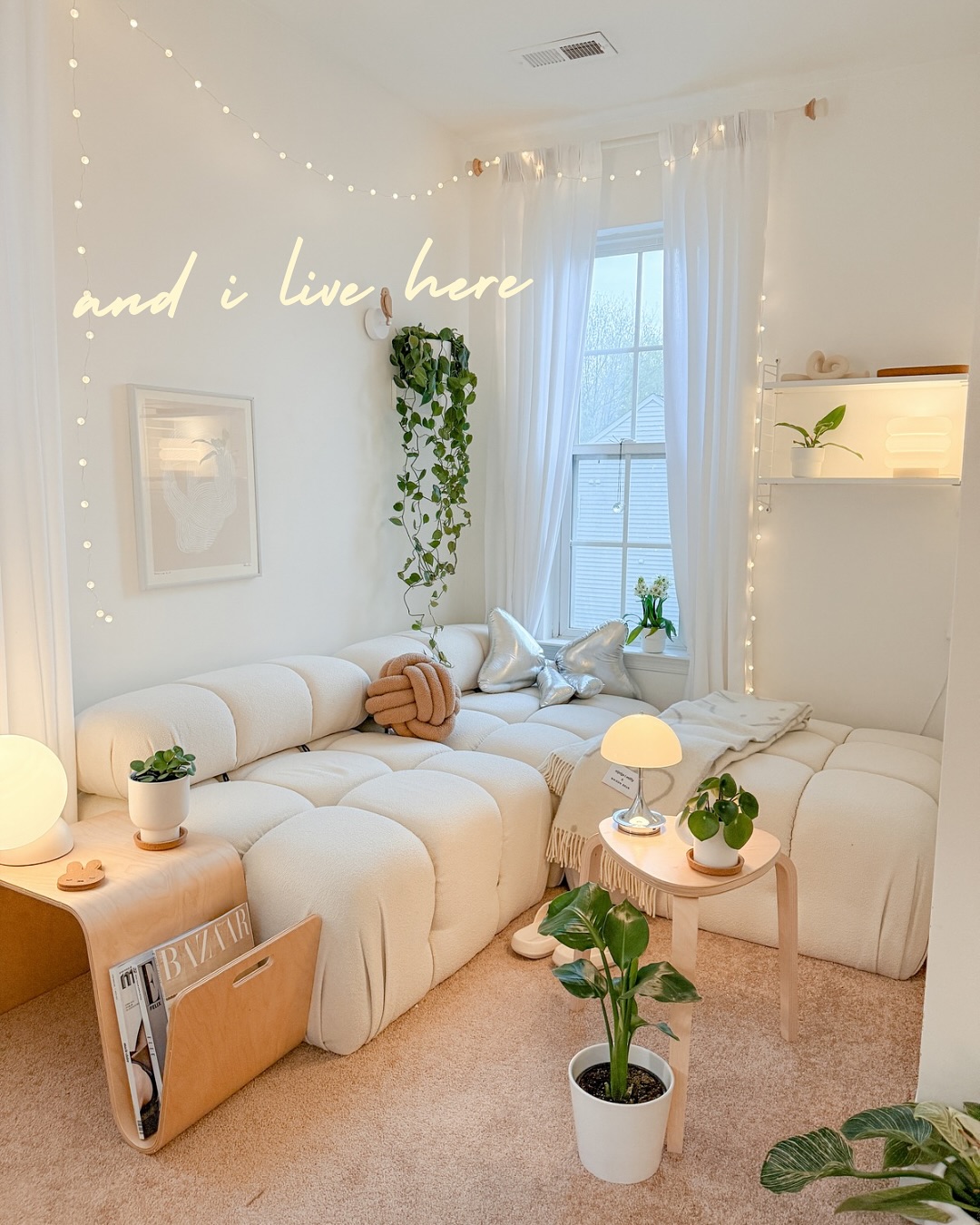 13. Moonlit Serenity: a Dreamy Bedroom with Floating Shelves and Starry Fairy Lights