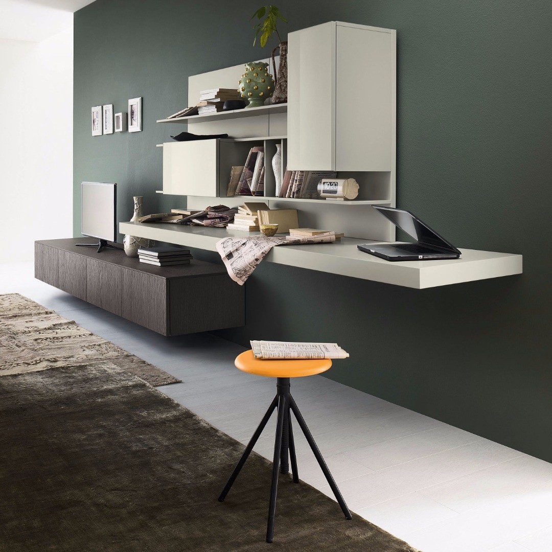 25. the Geometric Glass Partition and Teal Accent Wall Fusion