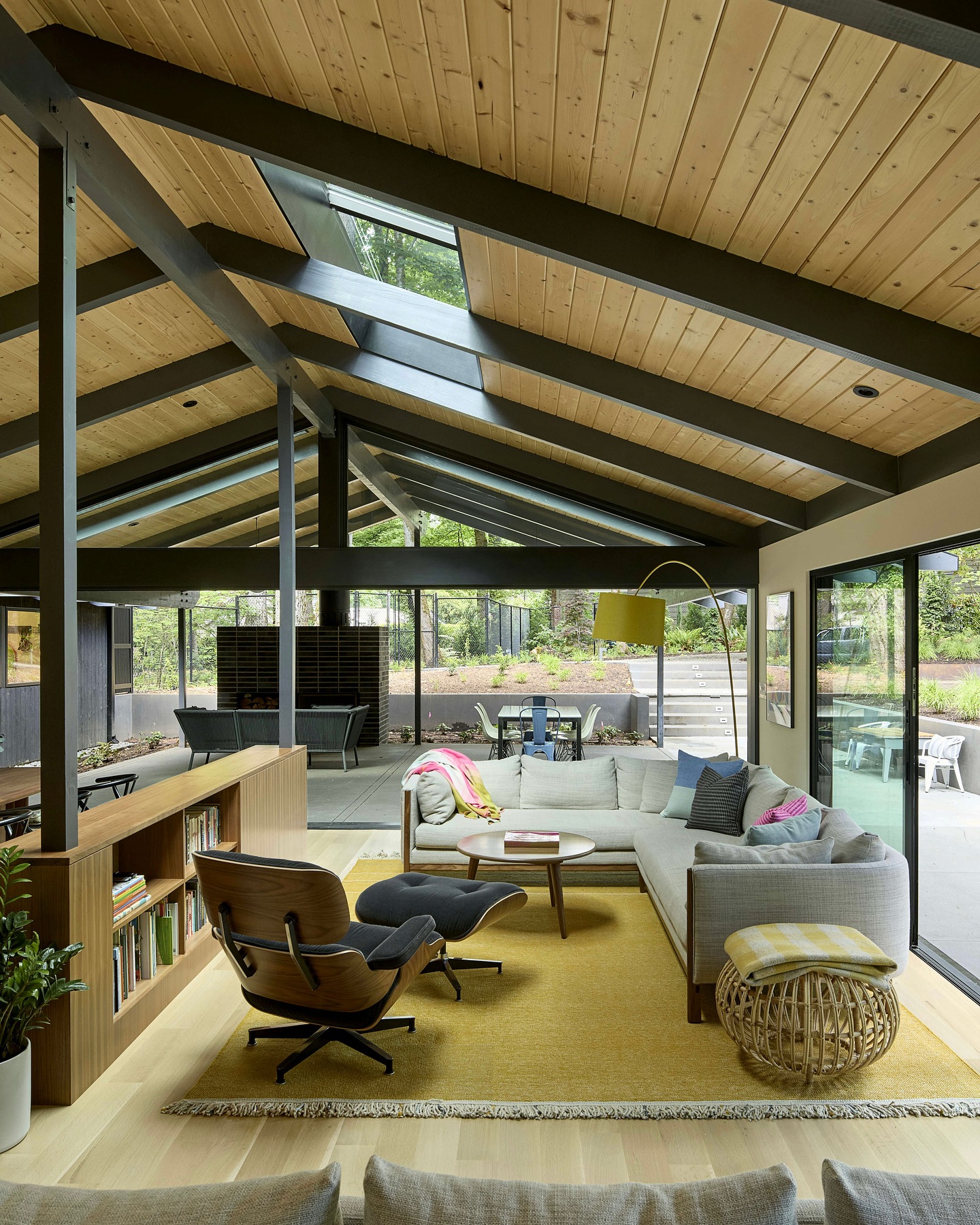 3. the Verdant Oasis: a Patio with a Woven Pergola and Lush Green Surroundings