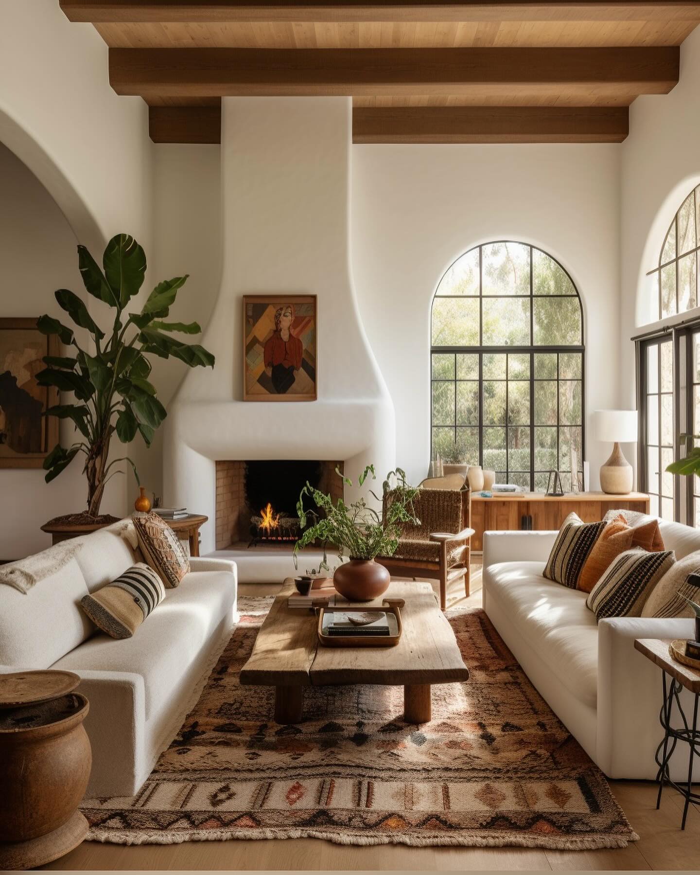 1. Woven Basketry Wall Art and Cactus Embrace In Sunlit Alcove