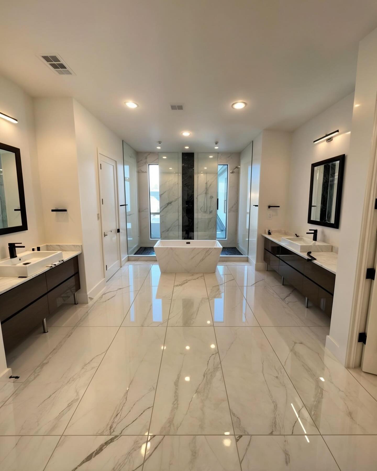 3. Moonlit Marble Mosaic: a Walk-in Shower with Starry Night Accents