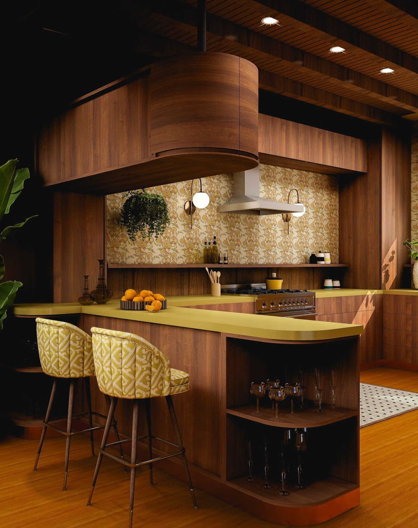 16. Mid Century Meets Minimalism: the Geometric Teak Breakfast Nook