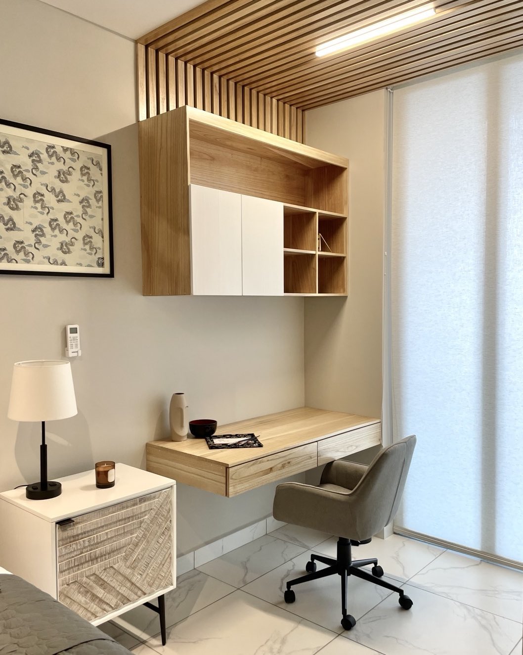 7. Cozy Nook with a Vintage Typewriter and Modern Desk Lamp