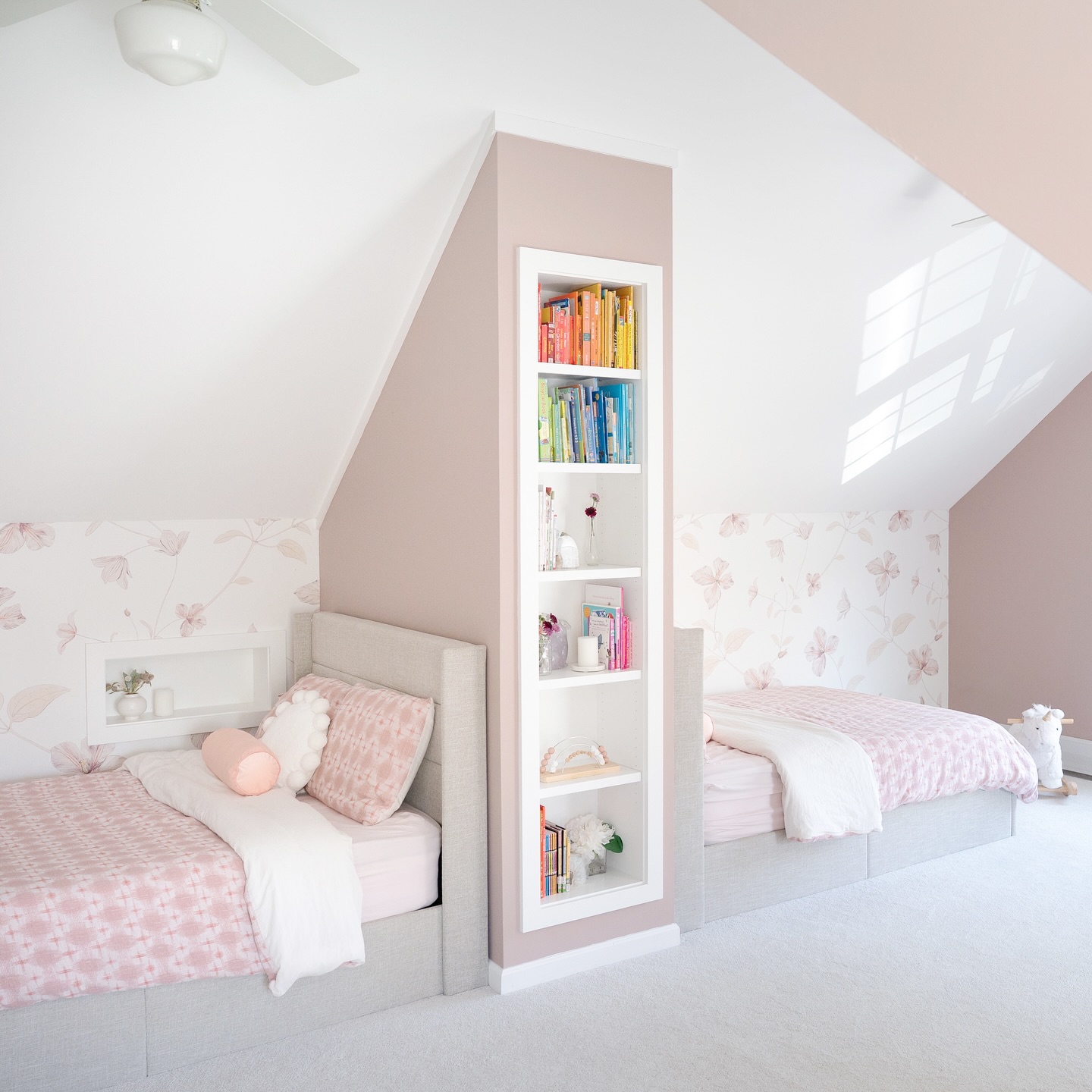 12. Whimsical Woodland Nook with Handcrafted Tree Bookshelf and Fairy Light Canopy