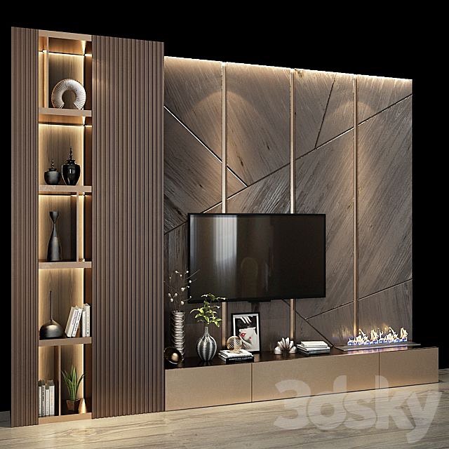 7. Floating Shelves and Faux Plants: a Verdant Escape Above Your Tv