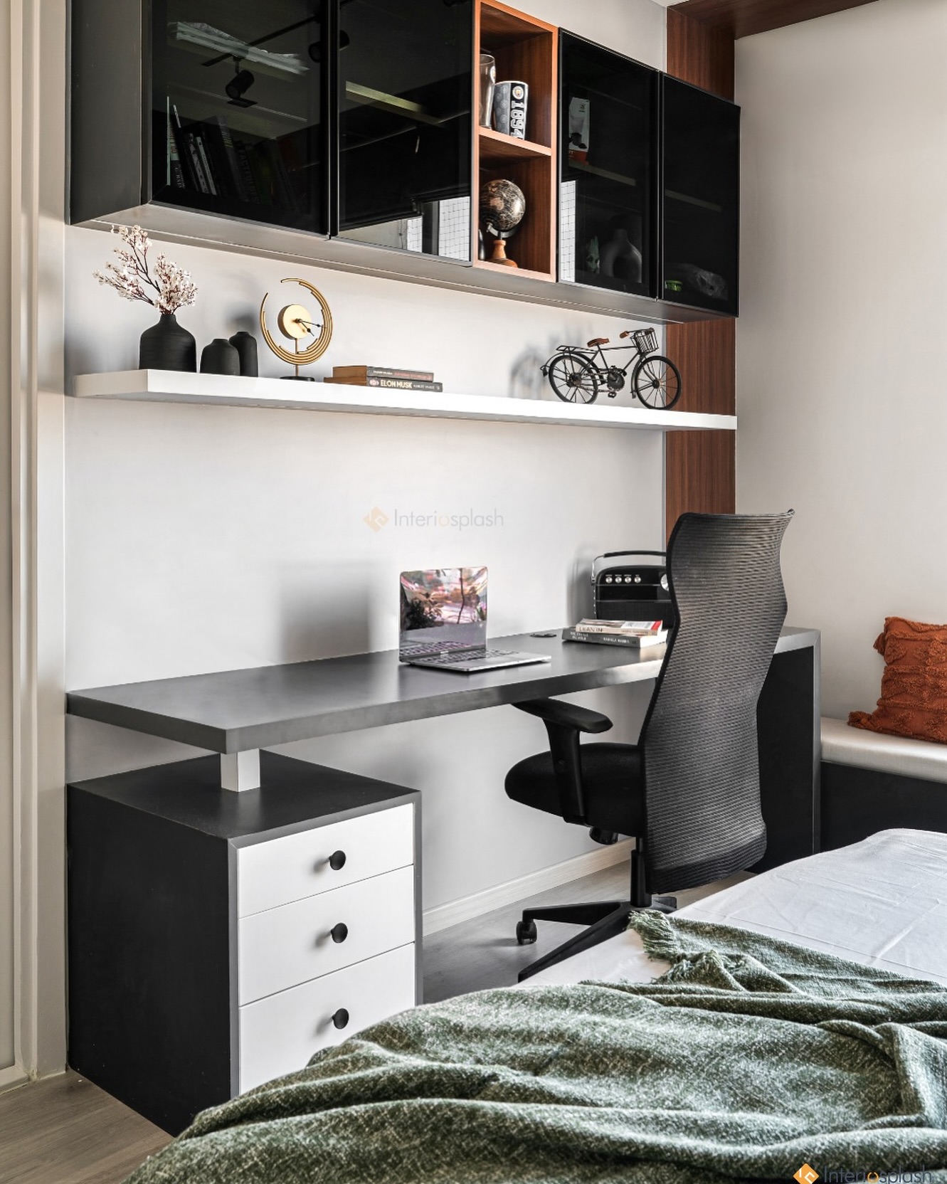 21. Moonlit Workspace with Starry Canopy Bed Nook