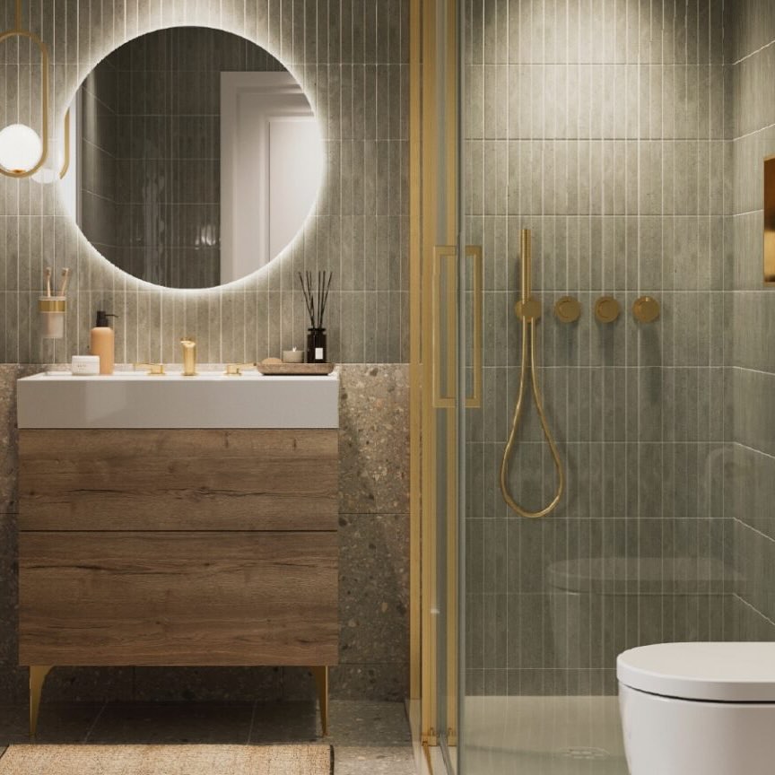 15. Moonlit Marble Mosaic: a Bathroom Where Shadows Dance on Stone