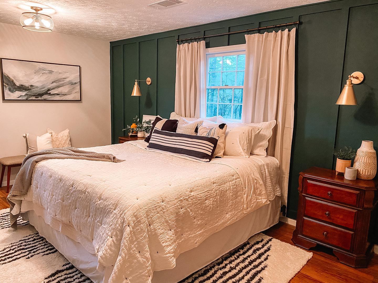 17. Moonlit Forest Canopy Accent Wall with Embedded Fairy Lights