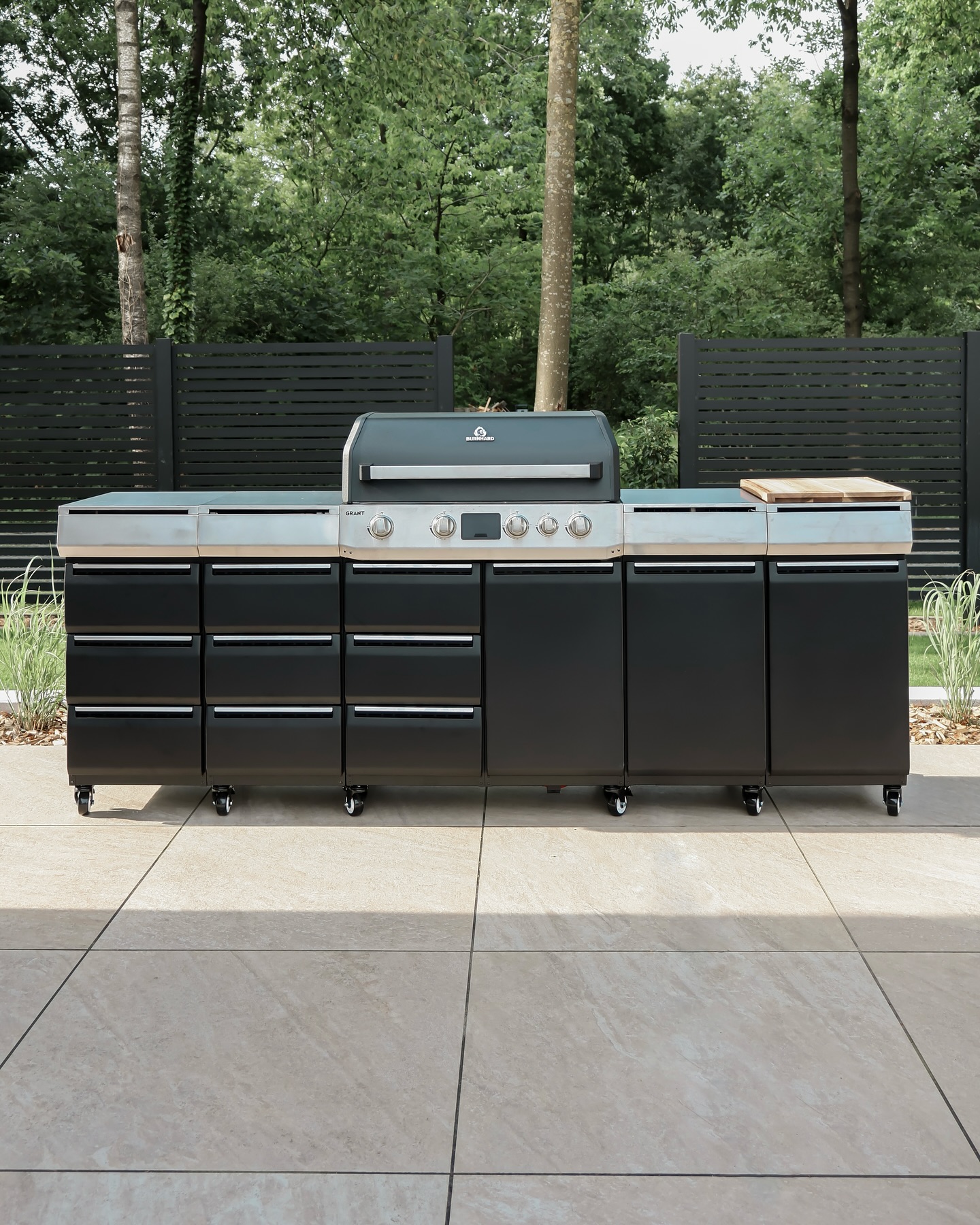 14. Rustic Pallet Counter with Corrugated Metal Backsplash and Herb Garden