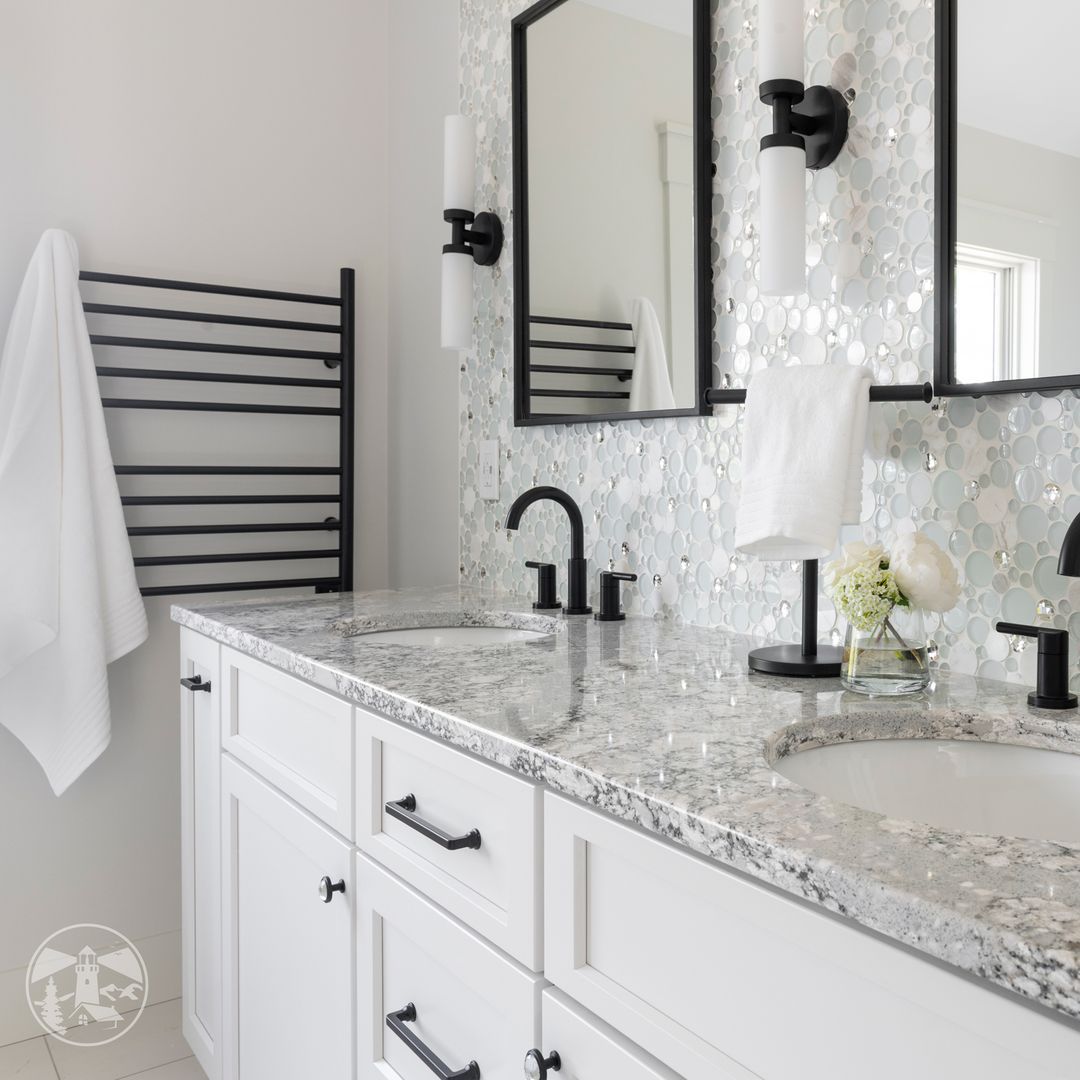 14. Regal Sapphire Mosaic and Polished Nickel Fusion: a Bathroom Vanity Backsplash