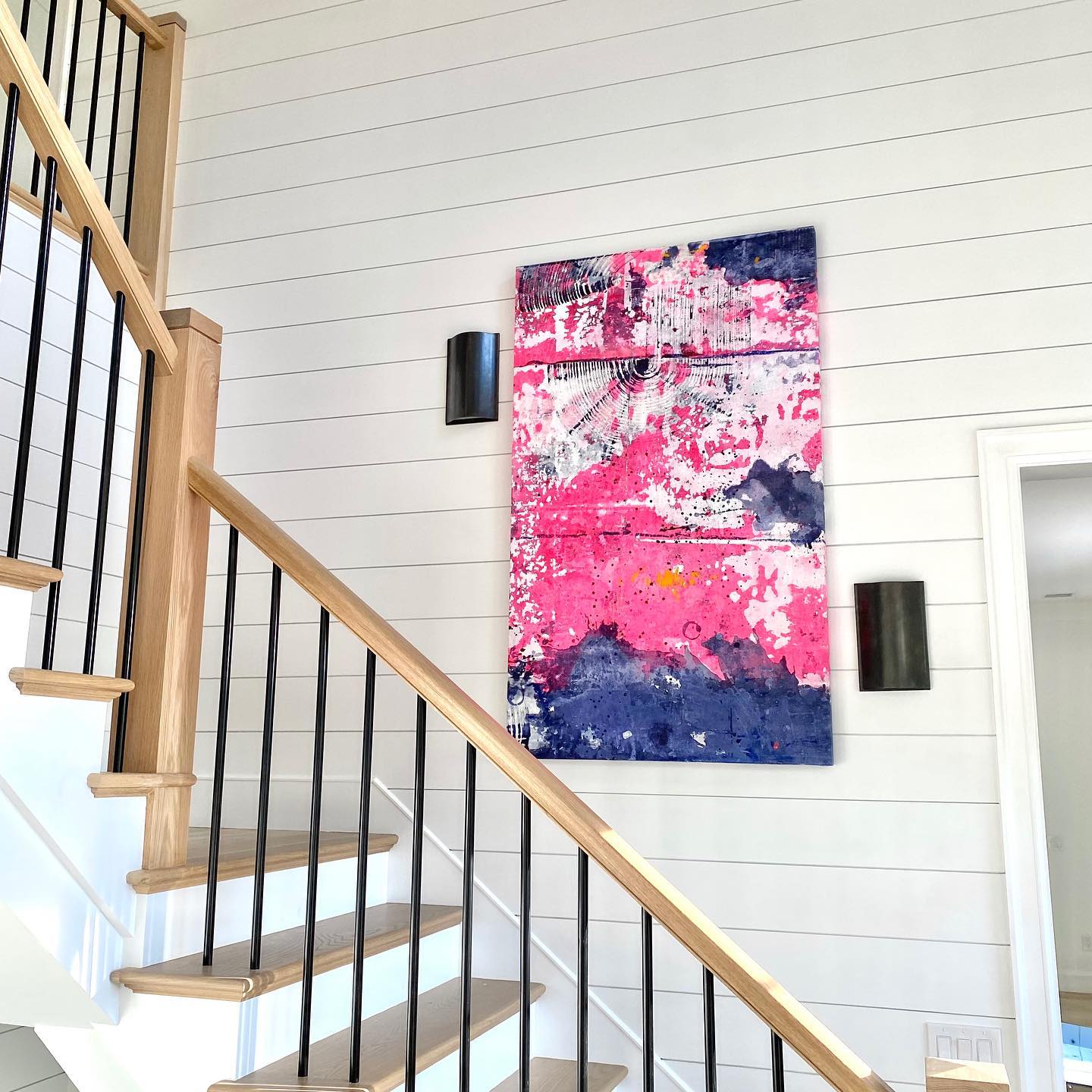 35. Stairway to Serenity with Geometric Slate and Timber Contrast