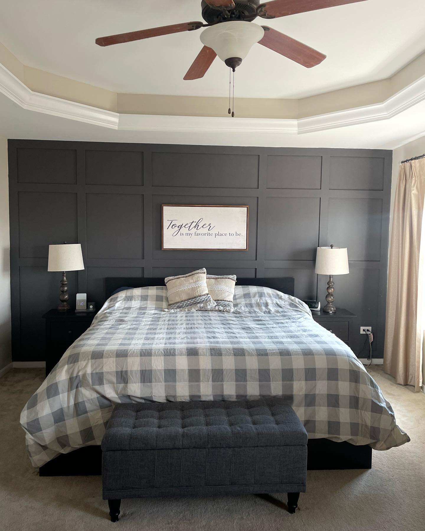 15. Moonlit Forest Accent Wall with Glowing Canopy Bed