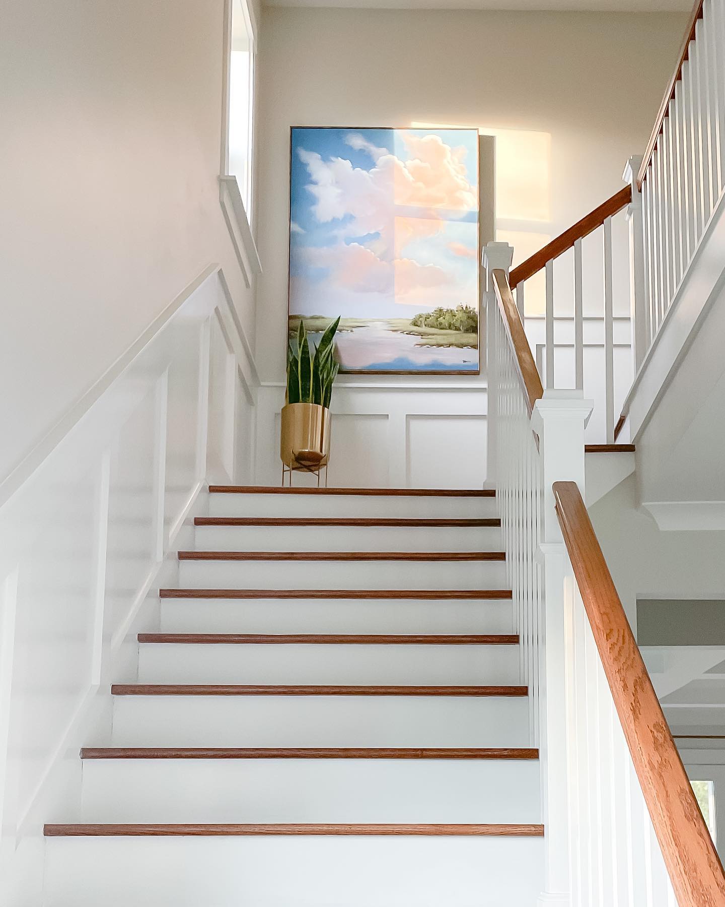 20. the Ascending Mosaic Of Geometric Shadows on Stairway Risers
