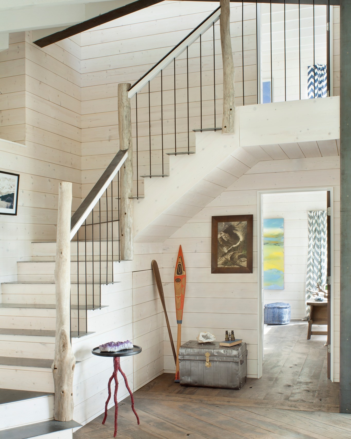 39. Vibrant Geometric Lattice Overlapping Stair Risers