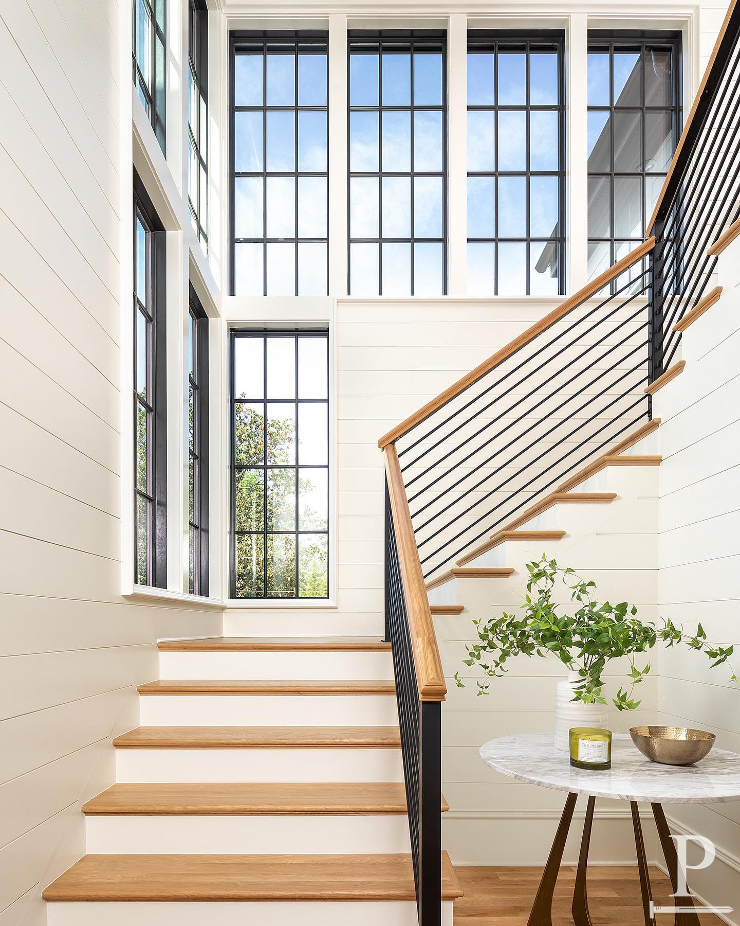 33. the Zigzag Staircase with Geometric Wall Panels
