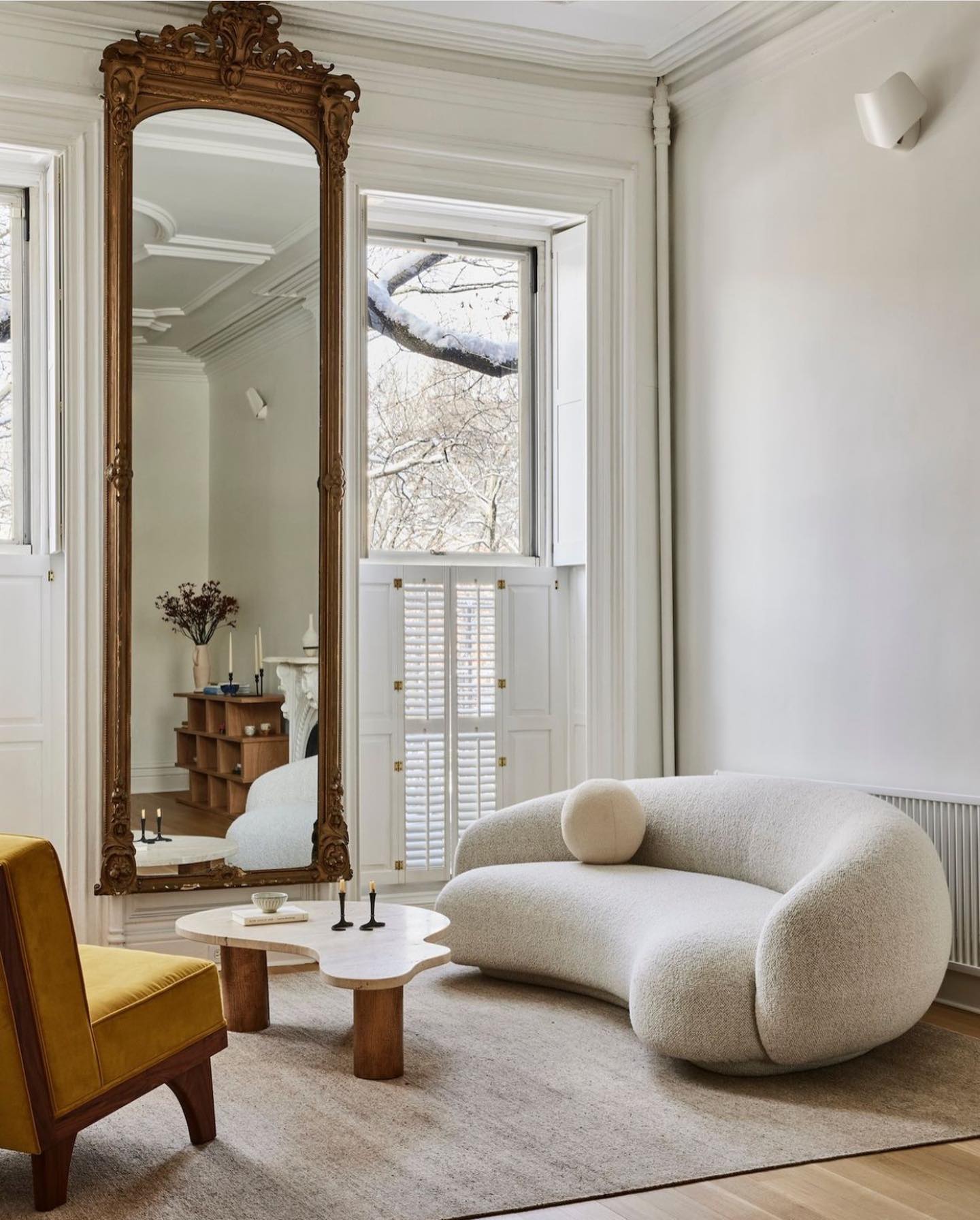 2. High Ceiling Haven with Geometric Glass and Golden Glow