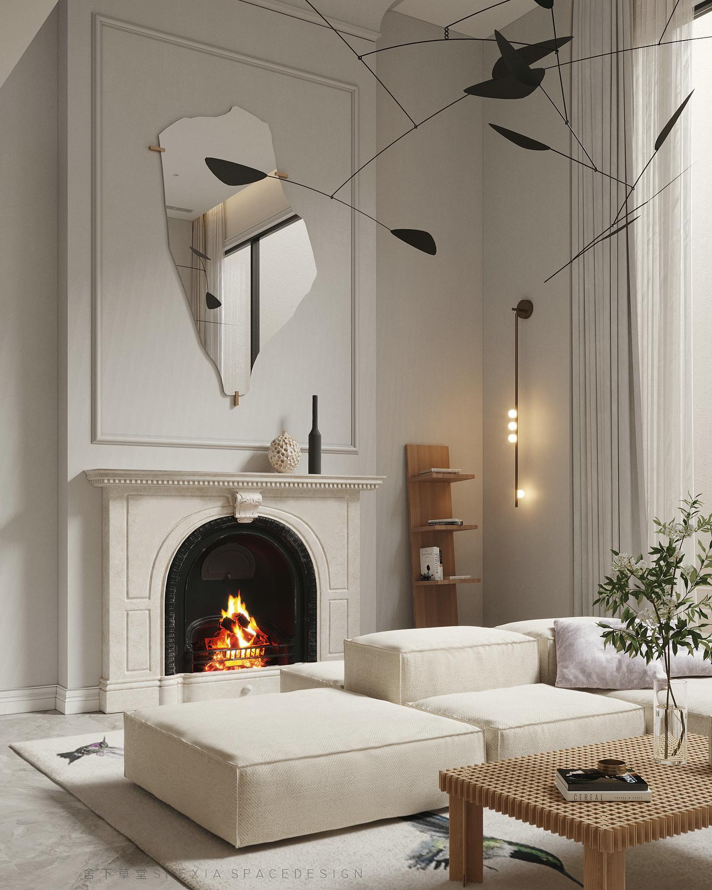 23. the Grandeur Of a Vaulted Skylight with Exposed Beams and a Monochromatic Palette