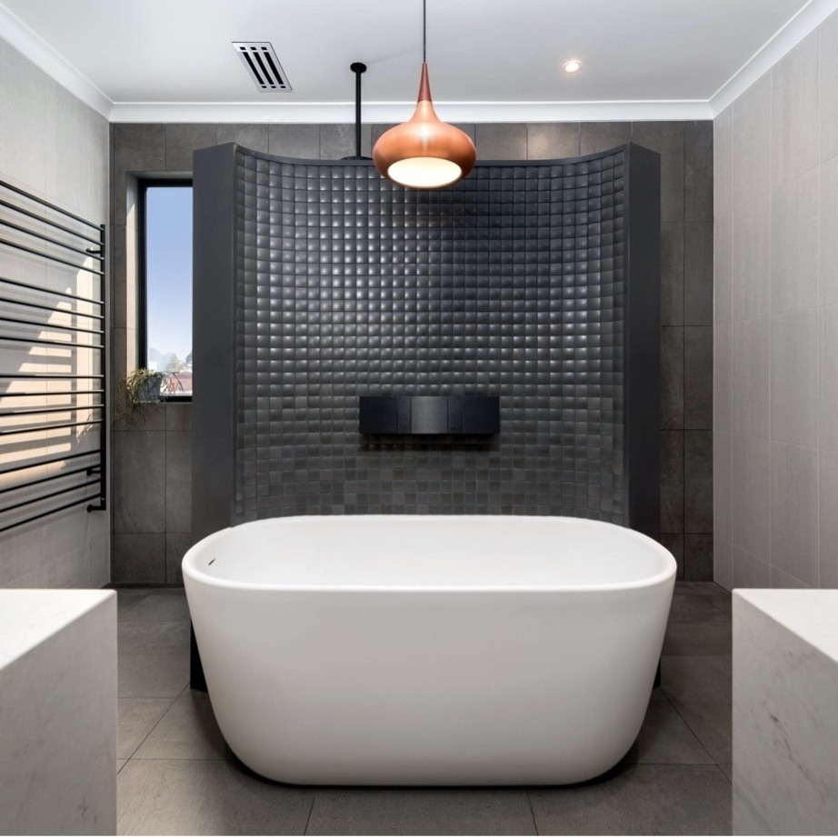 12. Moonlit Serenity: the Floating Sink and Matte Black Fixtures In a Minimalist Haven