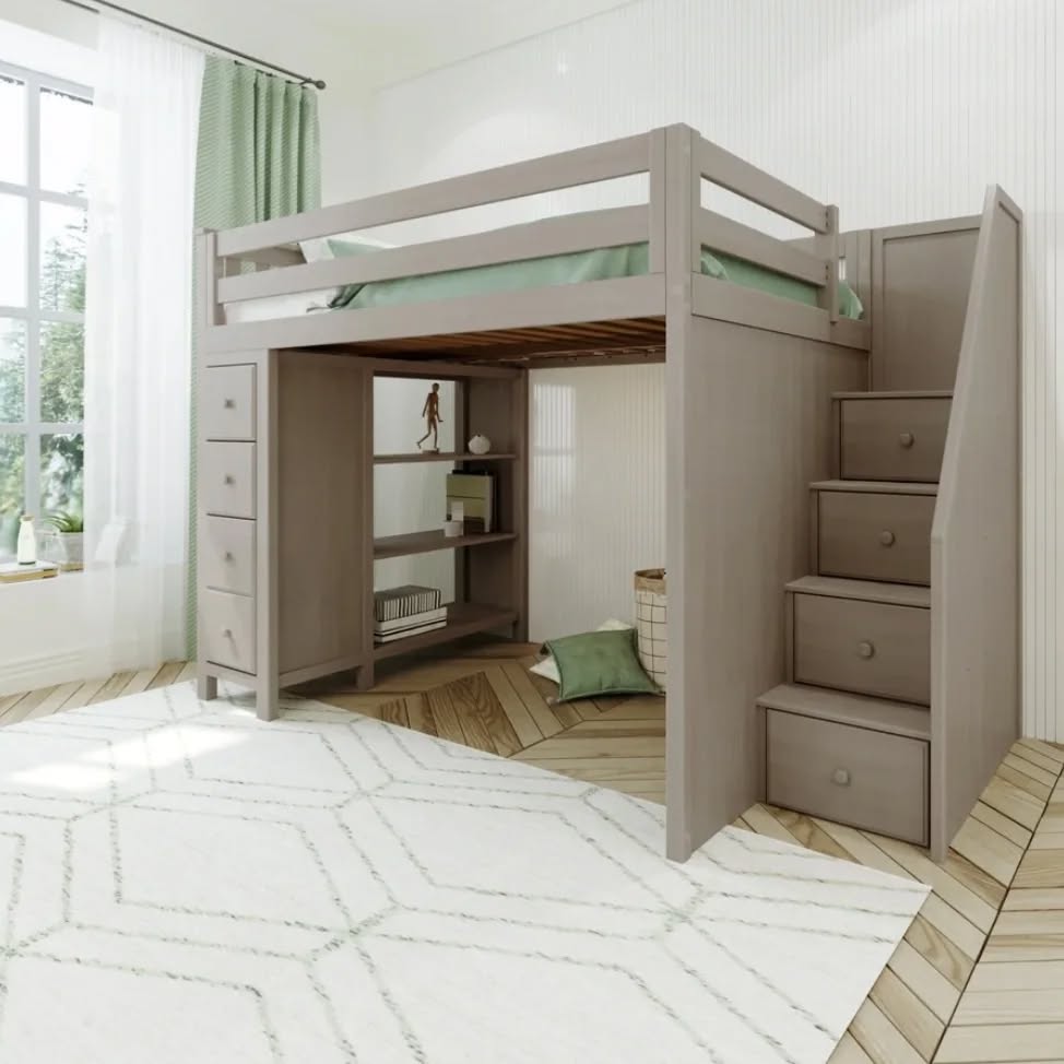 3. a Canopy Of Books: Loft Bed with Integrated Library Ladder and Reading Nook