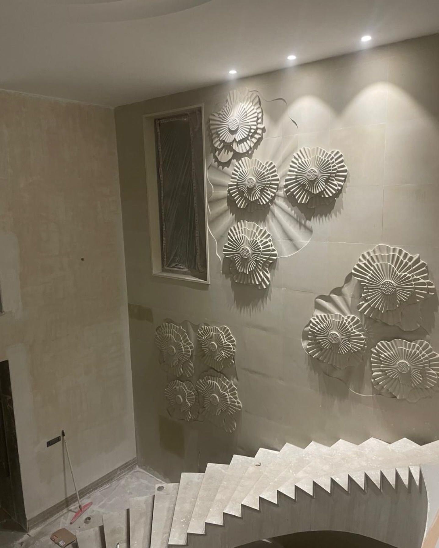 29. Cascading Shadows on Geometric Timber: the Stairway Accent Wall