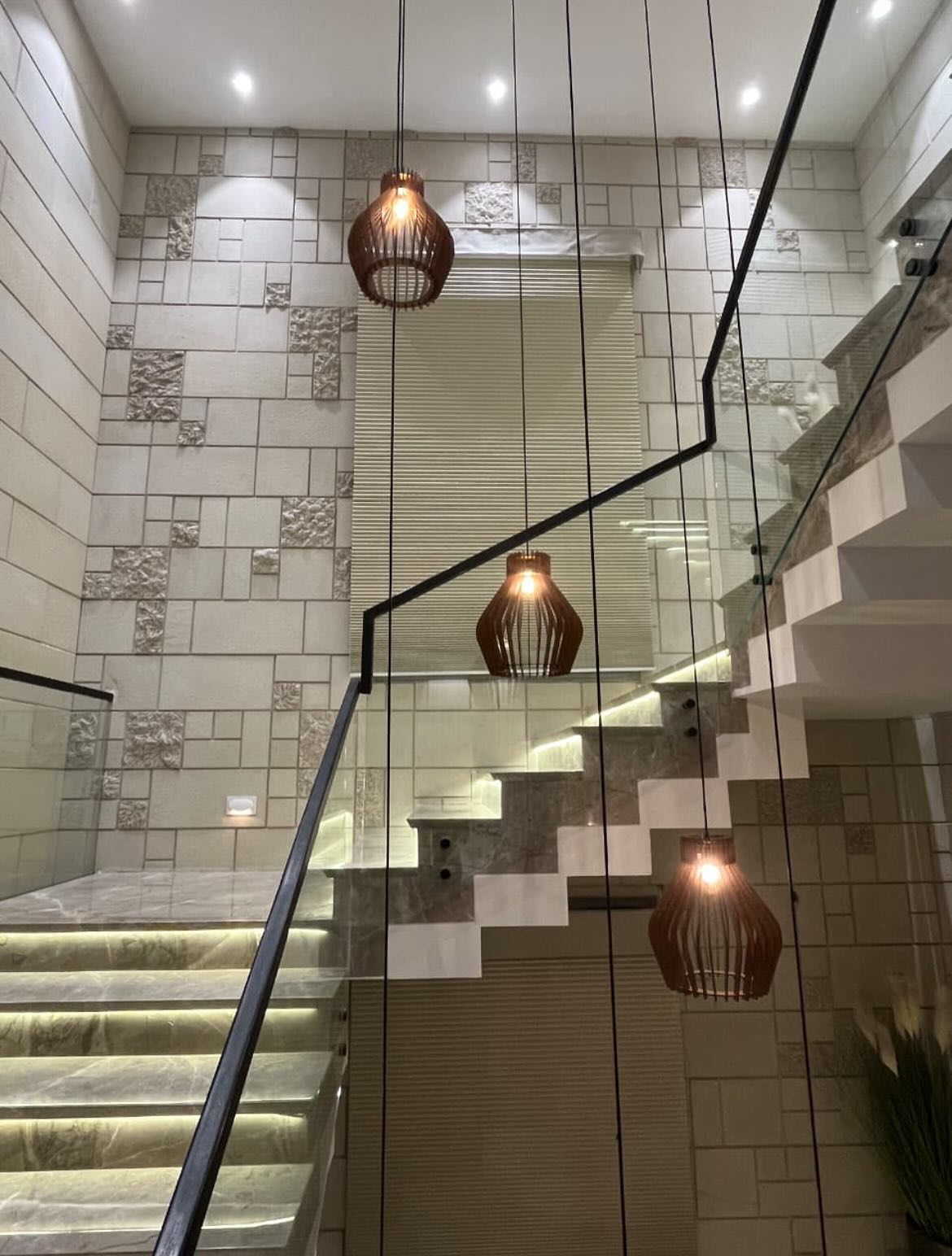 18. the Interlocking Chevron Mosaic on Stairway Risers