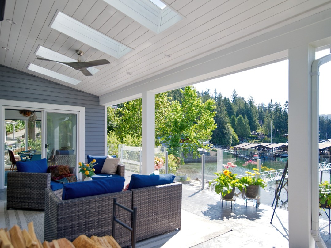 29. Moonlit Serenity: a Patio with Pergola Shadows and Lantern Glow