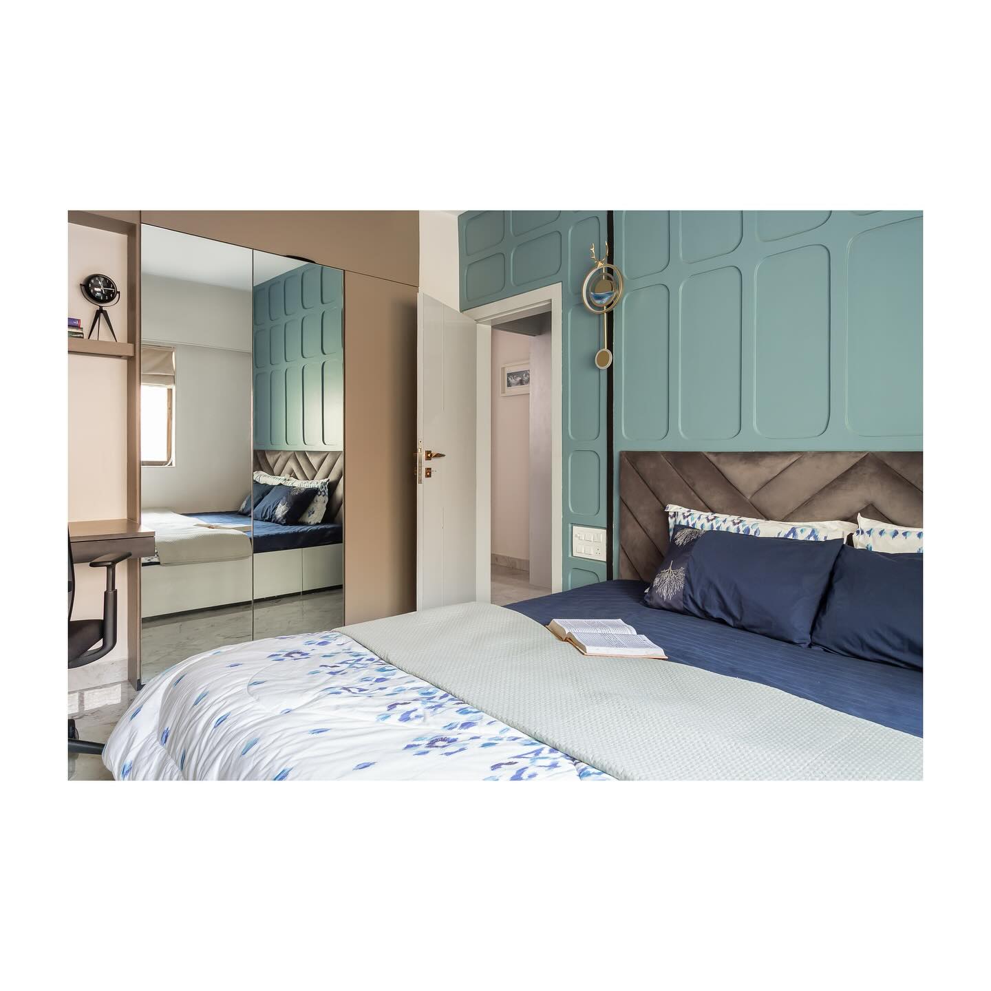 18. Midnight Garden Mural Wall with Glowing Orb Accents