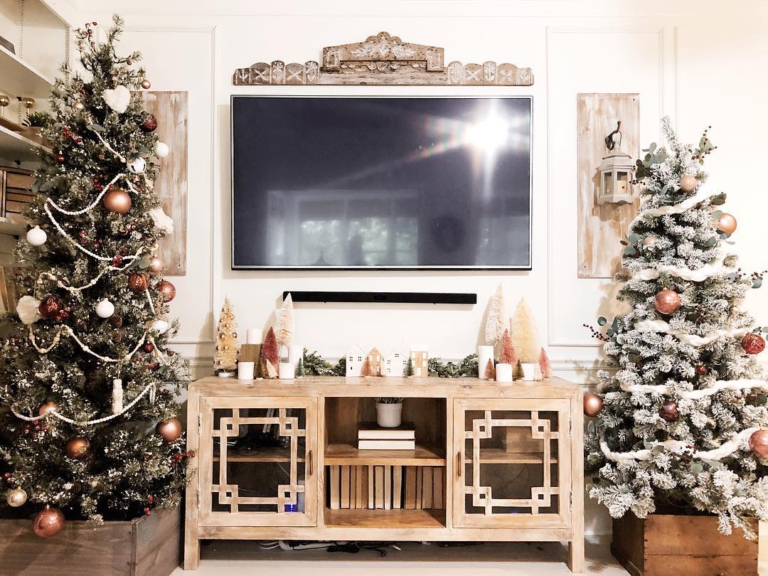 25. Floating Bookshelves Frame the Tv with Literary Charm