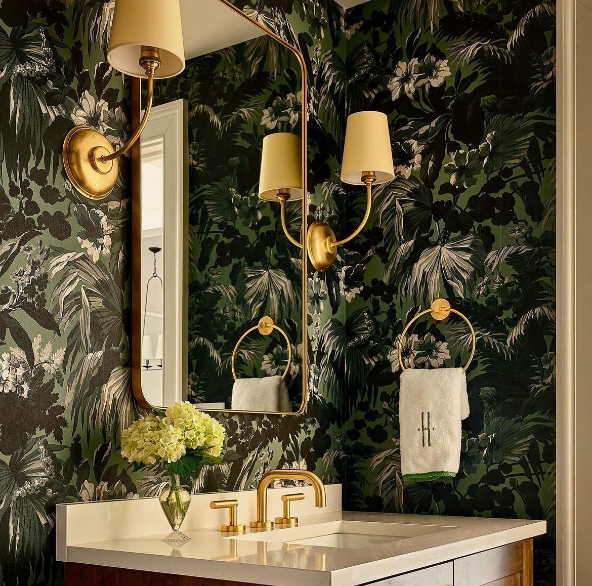 7. a Porcelain Doll and Vintage Perfume Bottles on a Polished Mahogany Vanity