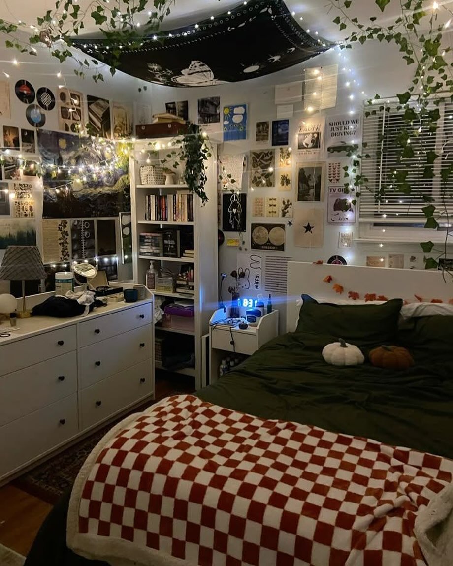 26. Moonlit Canopy and Starry Twinkle Lights Bedroom Retreat