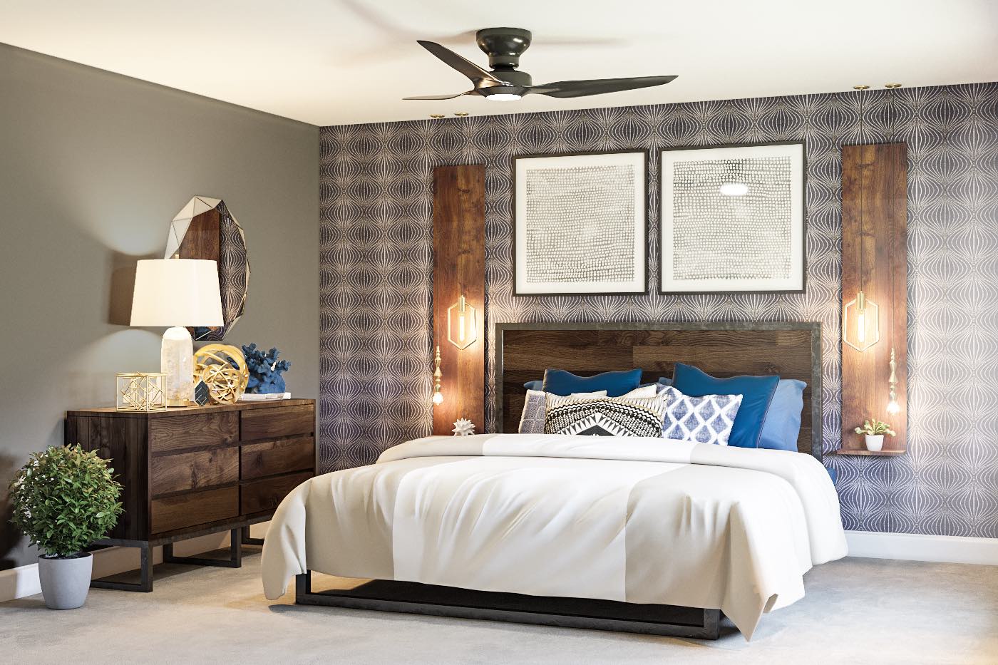 14. the Weathered Wood and Woven Basket Accent Wall Fusion