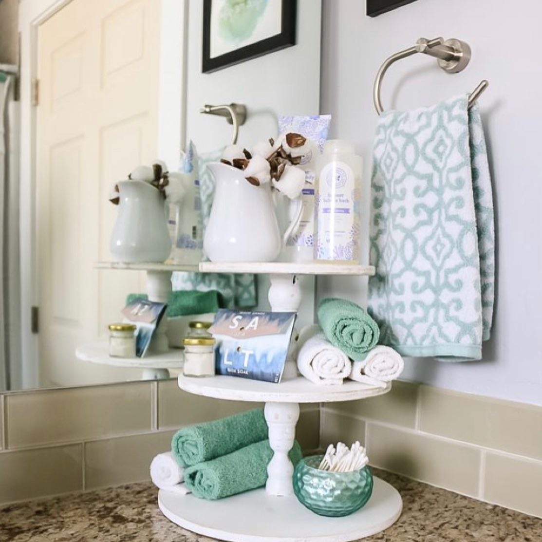 15. Golden Orb Soap and Faux Ferns: a Countertop Oasis