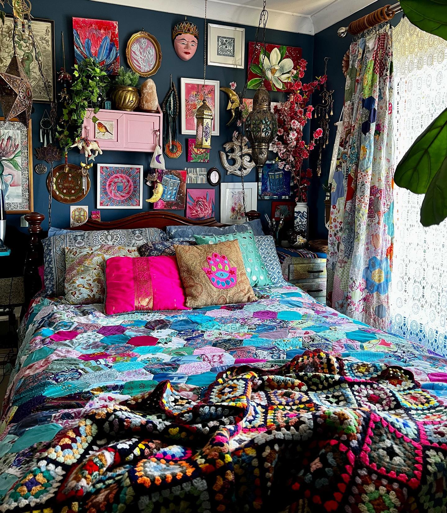2. a Tapestry Of Dreams with Moroccan Lanterns and Macrame Magic