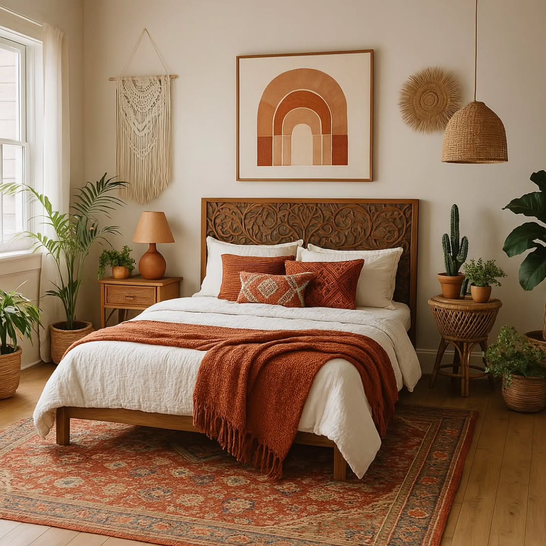16. a Canopy Of Macrame and Fairy Lights Over a Vintage Iron Bed