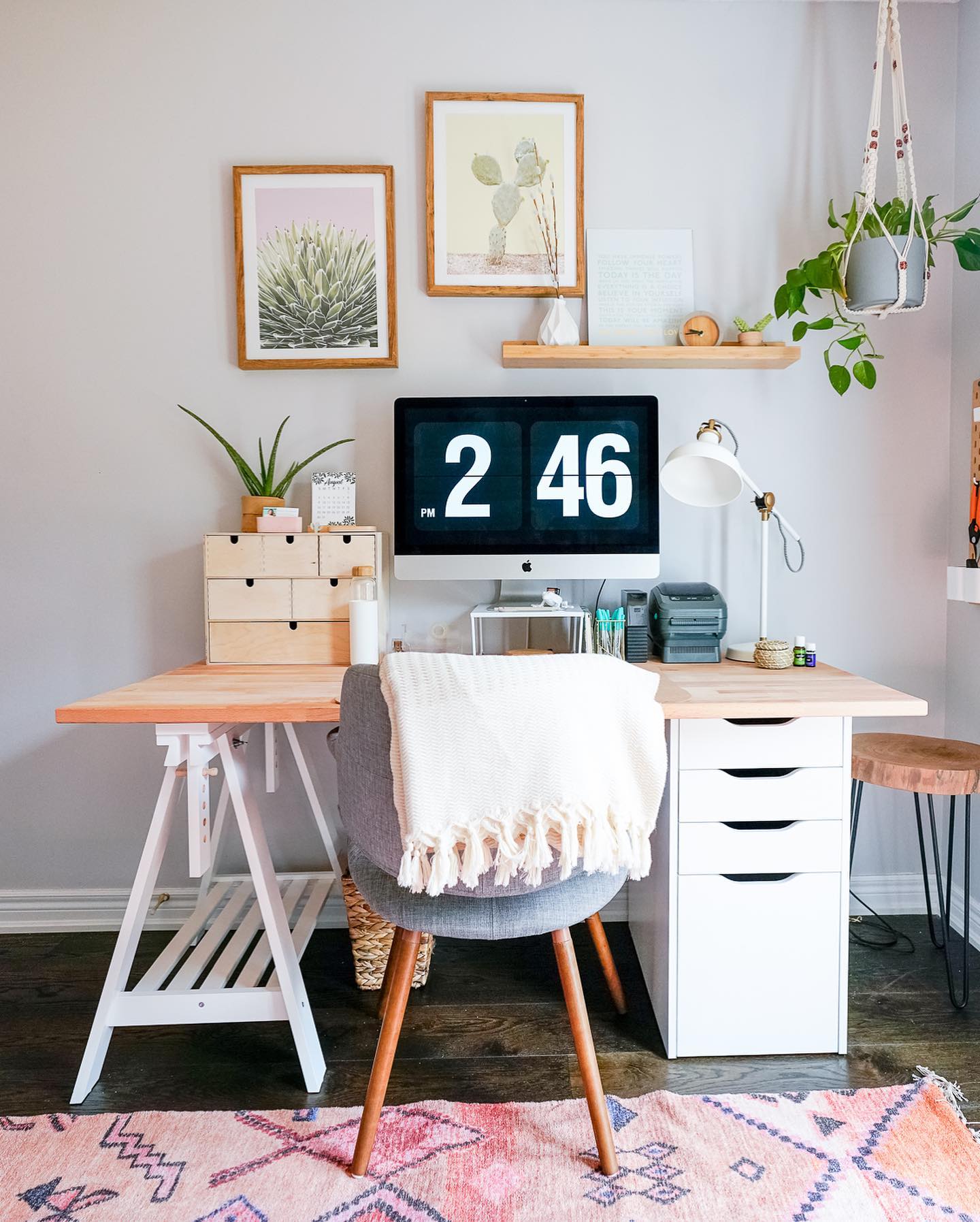 10. Sunlit Serenity: a Petite Office with a Vintage Typewriter and Potted Plant