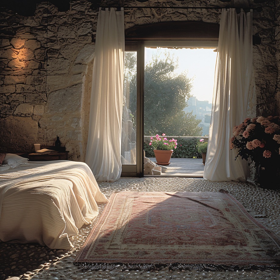 9. Crimson Velvet Canopy and Gold Accents Create a Regal Retreat