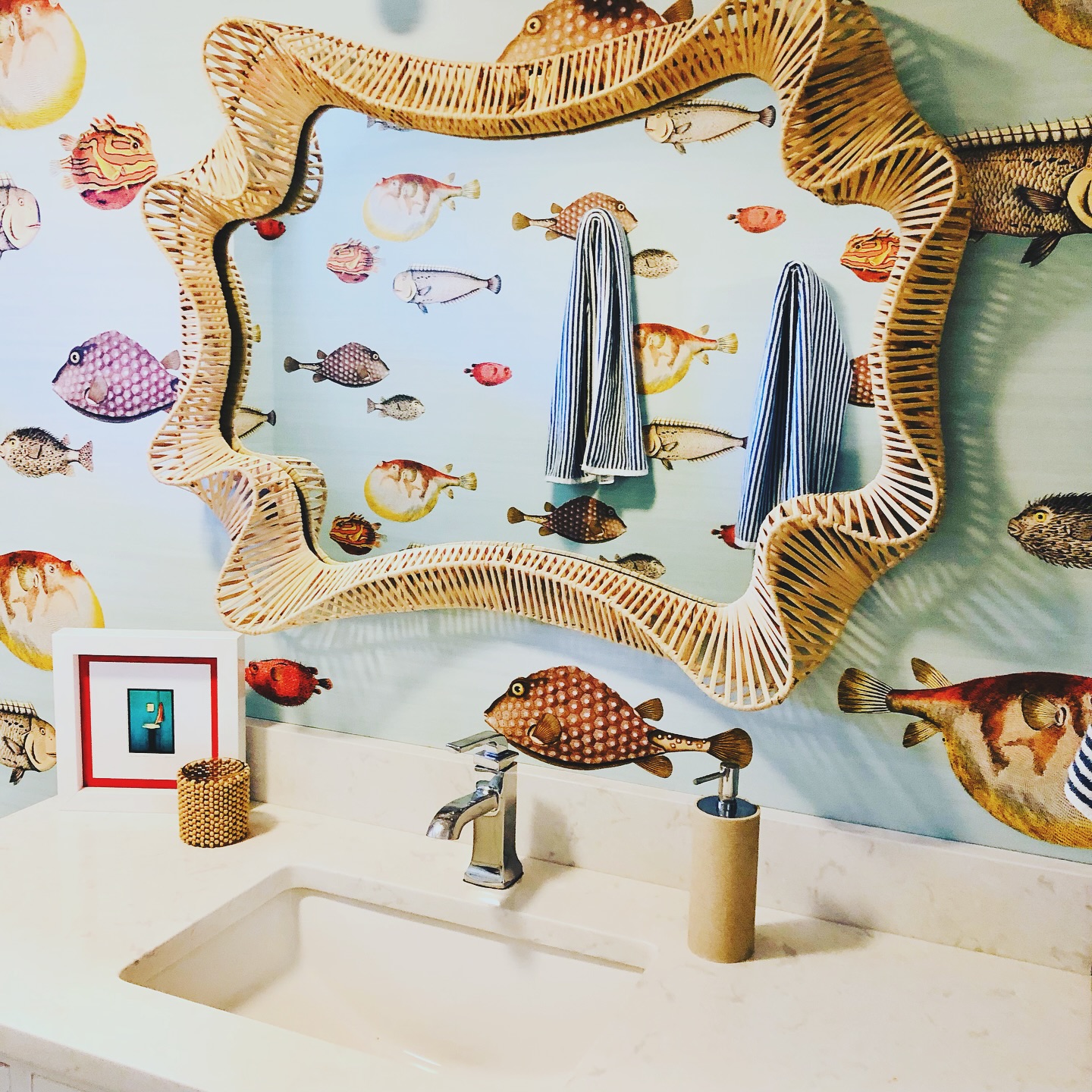 1. Coastal Serenity: the Seashell Mosaic Sink and Driftwood Mirror Ensemble
