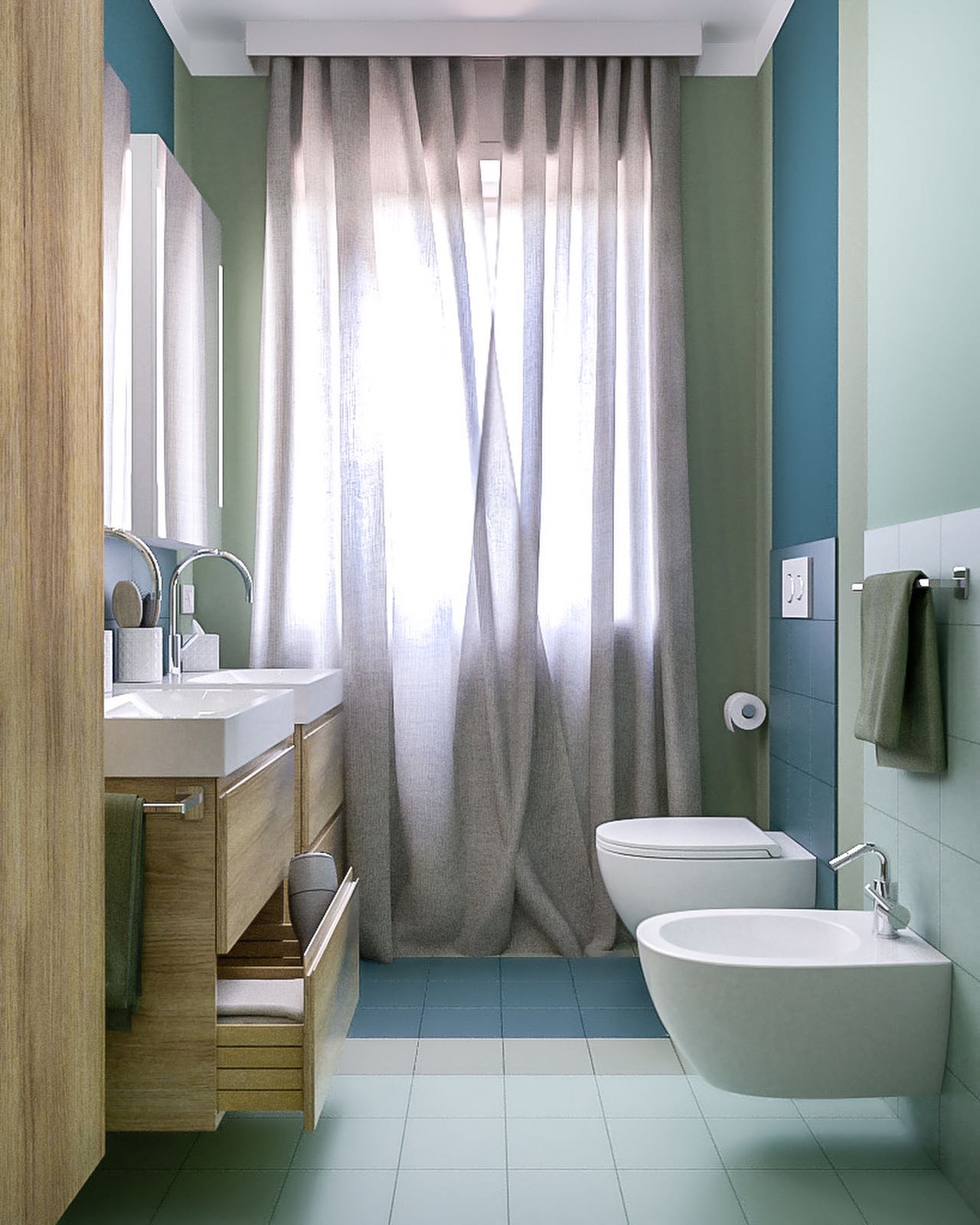 19. Vibrant Mosaic Tiles Meet Retro Sink In a Citrus Splash Bathroom