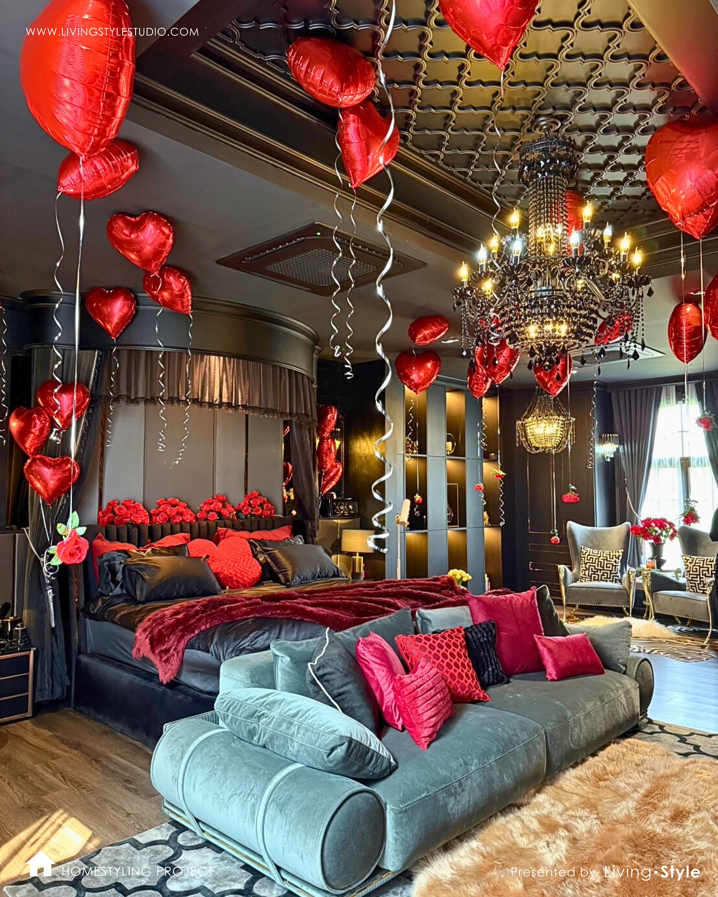6. Soft Blush Petals and Gilded Accents Bedroom Retreat