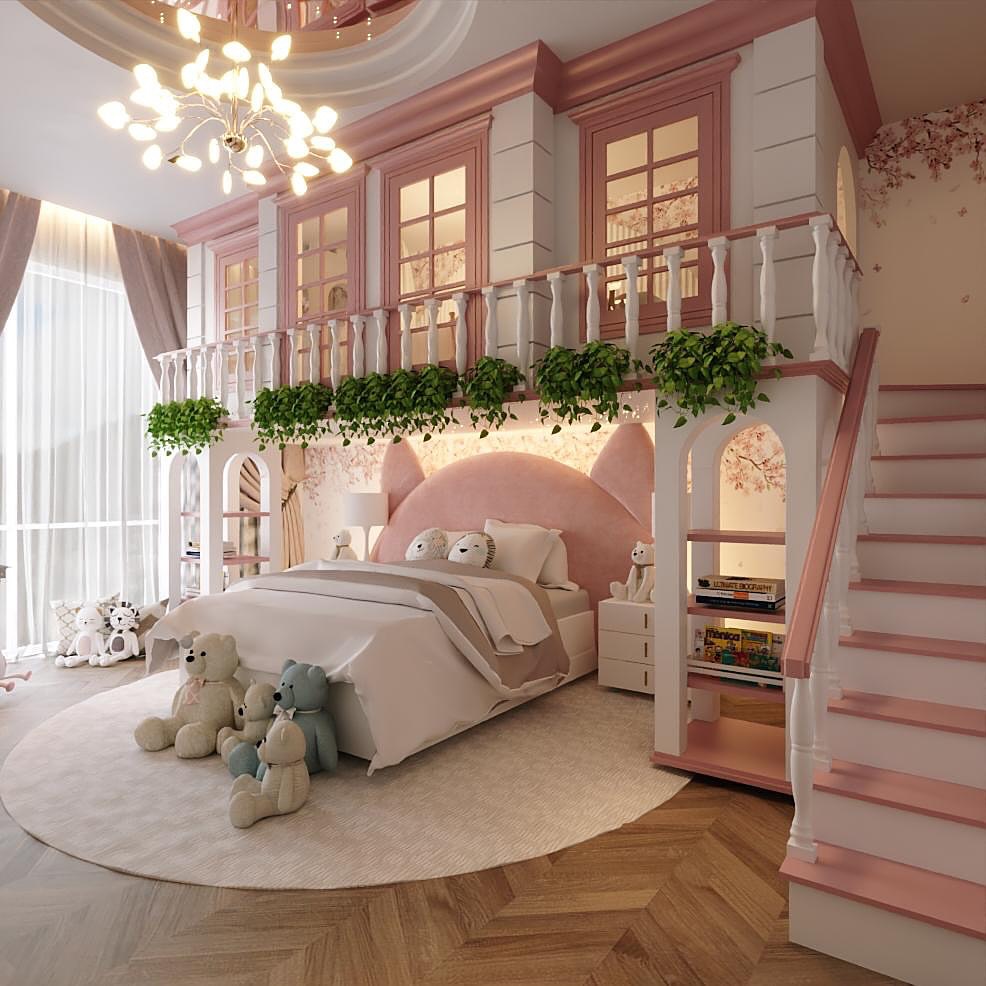 13. Moonlit Forest Canopy Bed with Starry Night Accents