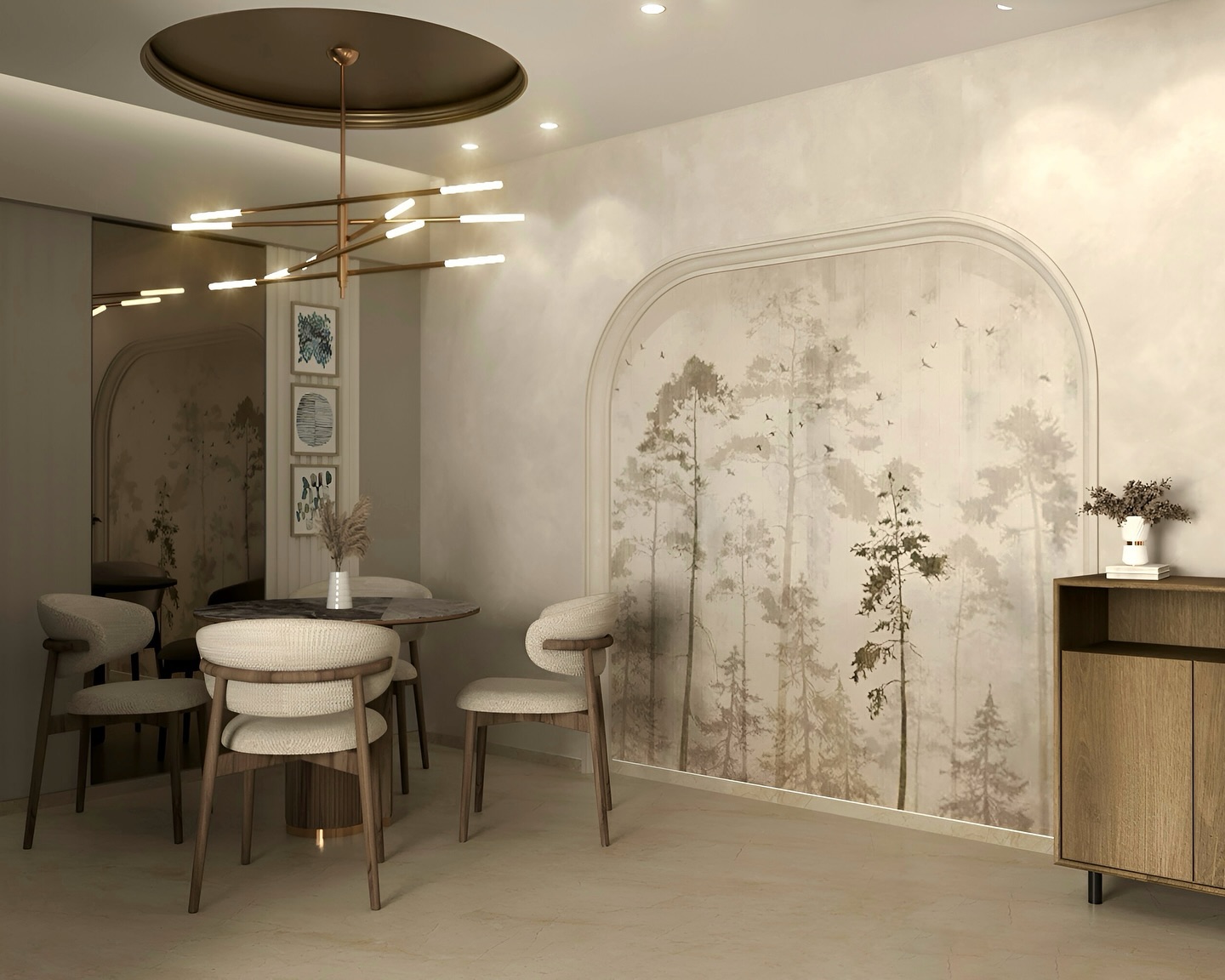4. the Crimson Velvet Banquette and Geometric Pendant Light Fusion